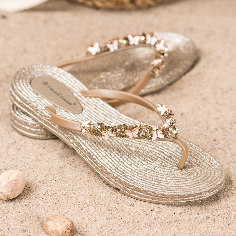 SHELOVET Gumové žabky s ornamenty žlutá 1