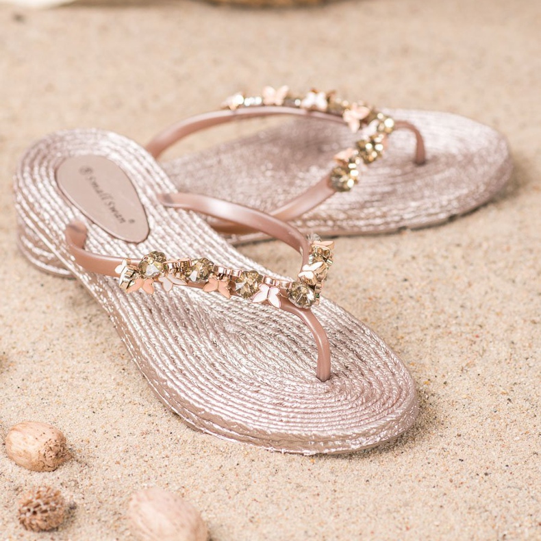 SHELOVET Gumové žabky s ornamenty růžový 1