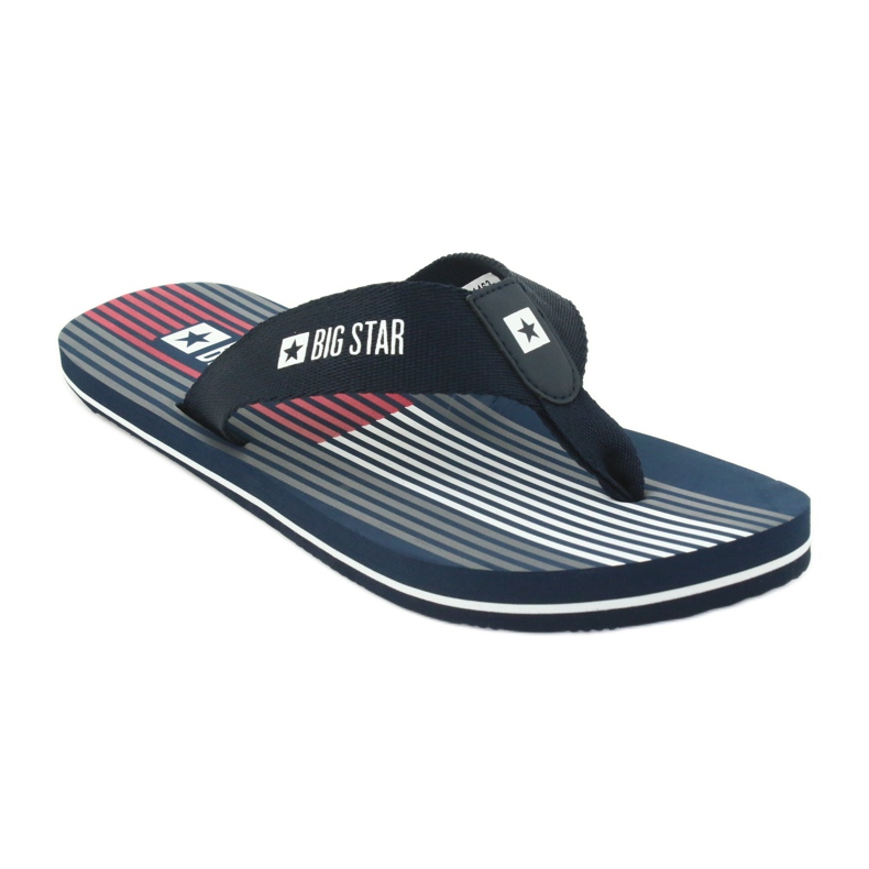 Pánské tmavomodré pantofle Big Star 174463 bílý červené námořnická modrá 1