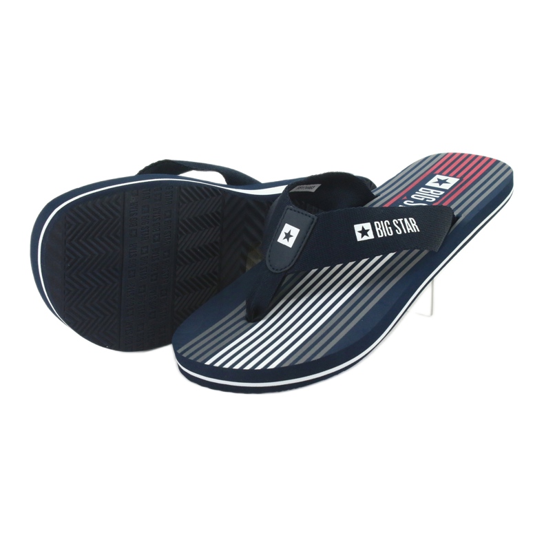 Pánské tmavomodré pantofle Big Star 174463 bílý červené námořnická modrá 3
