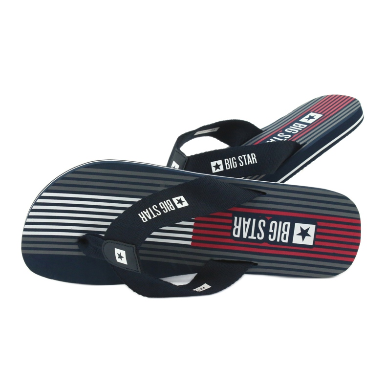 Pánské tmavomodré pantofle Big Star 174463 bílý červené námořnická modrá 4
