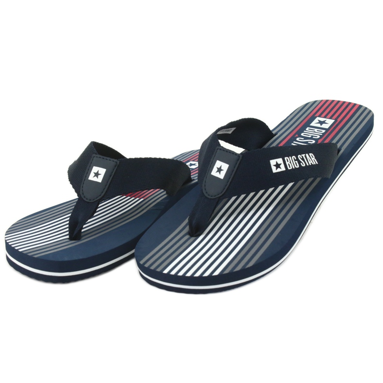 Pánské tmavomodré pantofle Big Star 174463 bílý červené námořnická modrá 2