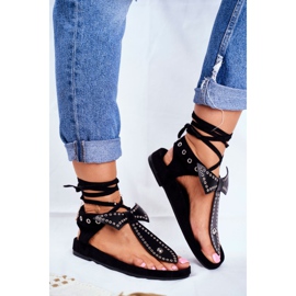 Dámské černé svázané sandály Lu Boo japonské Mara černá 1