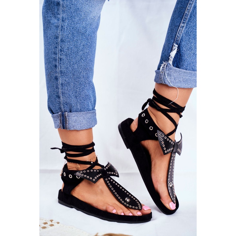 Dámské černé svázané sandály Lu Boo japonské Mara černá 1