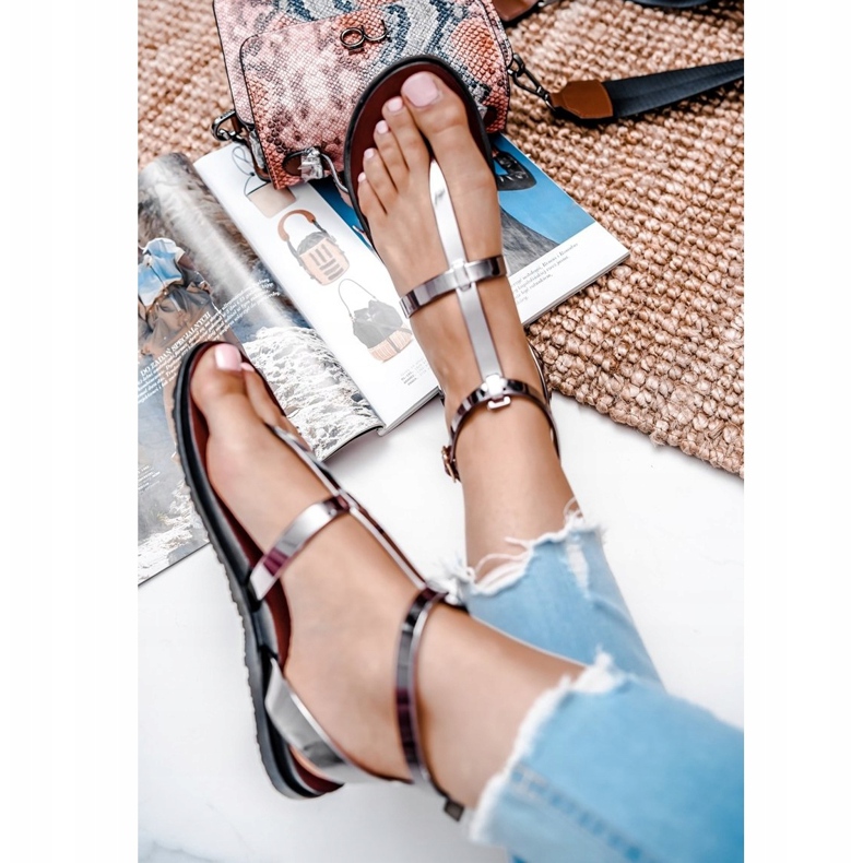 Lu Boo černé zrcadlové sandály římské japonské Lento černá 2