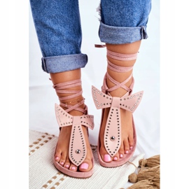 Dámské svázané sandály Lu Boo japonská pudrová růžová Mara růžový 1
