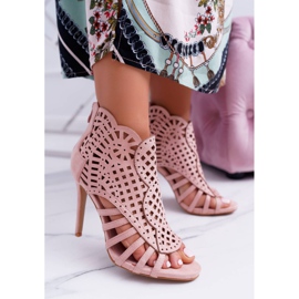 SEA Dámské semišové sandály na vysokém podpatku Powder Pink Viviane růžový 1