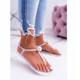 LU BOO Dámské sandály Žabky Meliski s perleťově bílým Contiro 1
