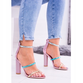 Lu Boo Zlaté růžové sandály na baru Lissa růžový 1