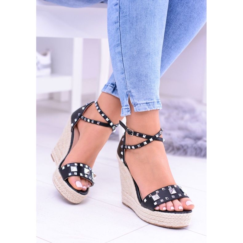 Dámské černé sandály na cvočky Jet Espadrilles Mariko černý 1