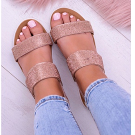 Dámské šampaňské sandály Lu Boo s dokonalým kubickým zirkonem růžový 2 Dámské šampaňské sandály Lu Boo s dokonalým kubickým zirkonem růžový 2