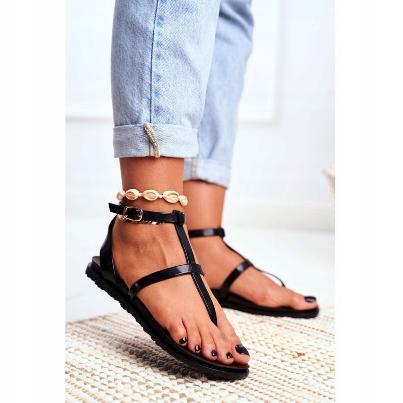 Lu Boo Sandály Romans, japonské Lento Black černá 1