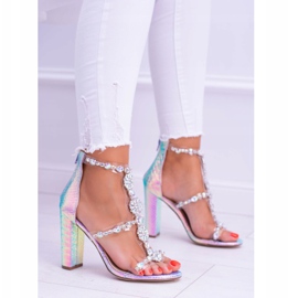 Lu Boo Benzínové fialové sandály s kamínky Taylor vícebarevný 2 Lu Boo Benzínové fialové sandály s kamínky Taylor vícebarevný 2