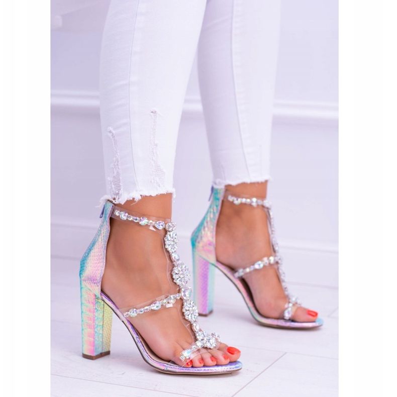 Lu Boo Benzínové fialové sandály s kamínky Taylor vícebarevný 2 Lu Boo Benzínové fialové sandály s kamínky Taylor vícebarevný 2