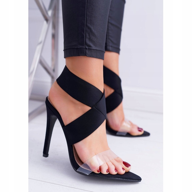 L.DAY Dámské sandály na vysokém podpatku se širokým řemínkem v černé barvě černý 1