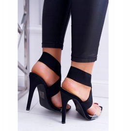 L.DAY Dámské sandály na vysokém podpatku se širokým řemínkem v černé barvě černá 2