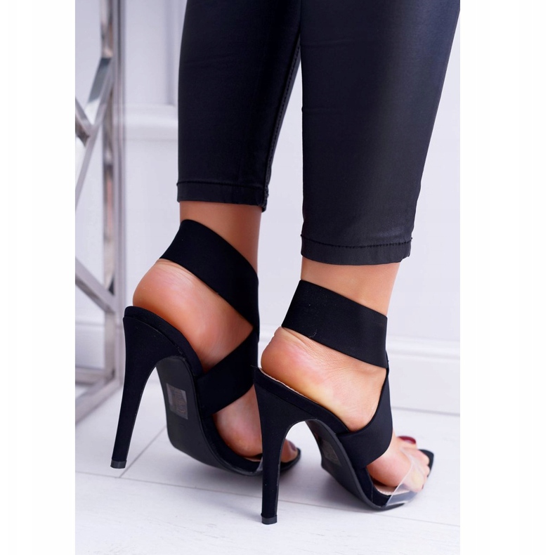 L.DAY Dámské sandály na vysokém podpatku se širokým řemínkem v černé barvě černá 2