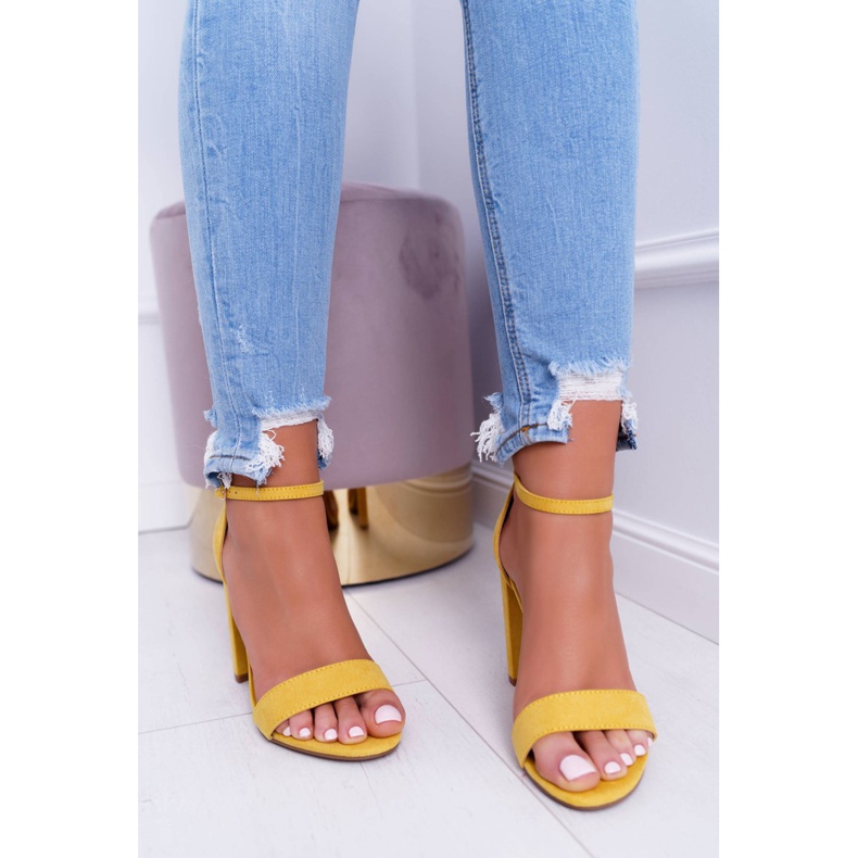 ADY Dámské sandály na podpatku semišové žluté Anastasie žlutá 1