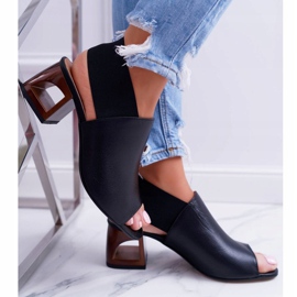 Sandály na baru Laura Messi 1919 Leather Black Grehno černý 2