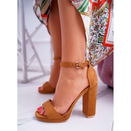 ADY Dámské sandály na podpatku na platformě Camel Debora hnědý 1