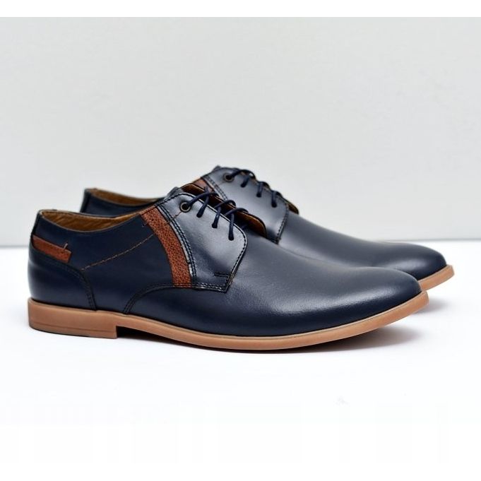 Bednarek Polish Shoes Pánské brogues Bednarek Leather Navy Blue Millo námořnická modř 1
