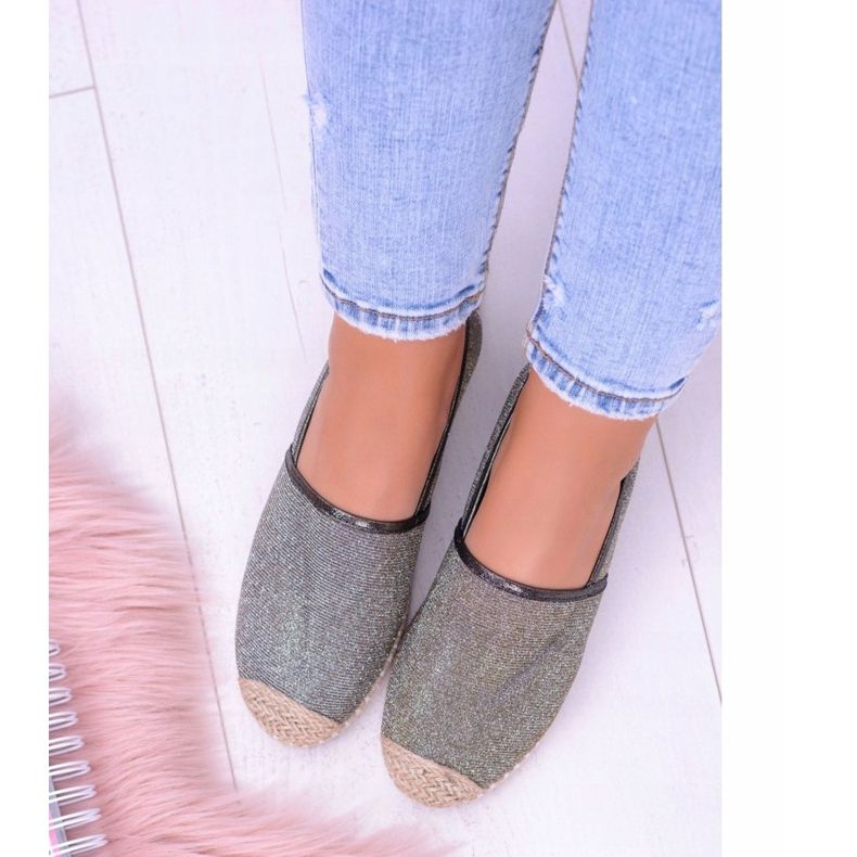 Lu Boo Glitter Dámské espadrilky Slip On Miravet béžový zlatý 2