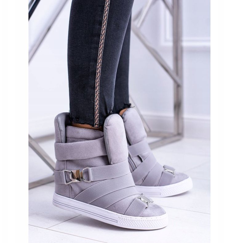 Dámské tenisky Lu Boo s gumičkami v šedé barvě šedá 1