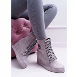 Dámské tenisky Lu Boo s řetízky semišově šedé Monica šedá 2