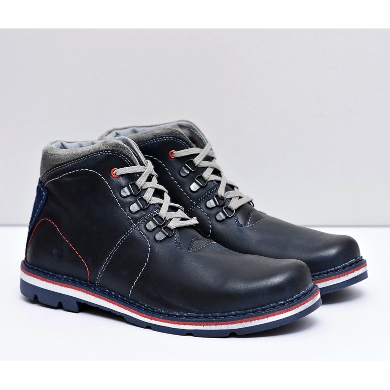 Mario Boschetti Pánské teplé kožené boty Teslo Navy Blue námořnická modř 1
