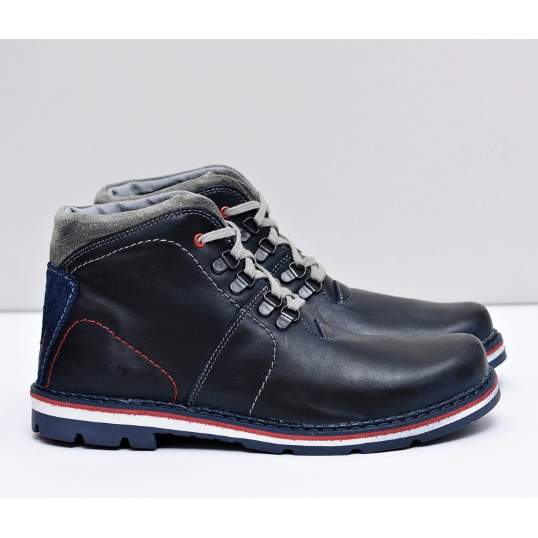 Mario Boschetti Pánské teplé kožené boty Teslo Navy Blue námořnická modř 2