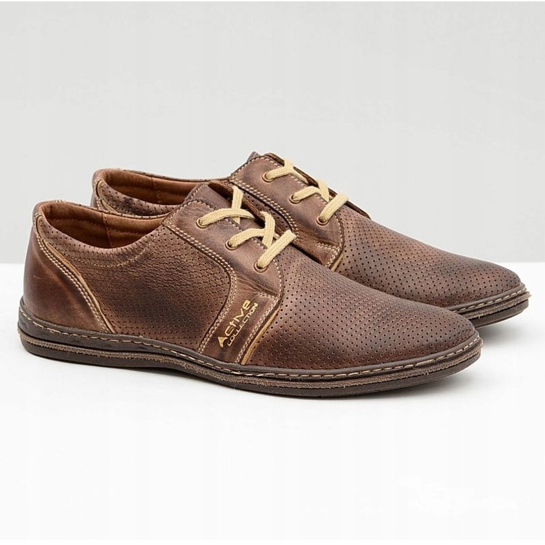 Joker Pánské šněrovací kožené hnědé prolamované boty Markos hnědý 1