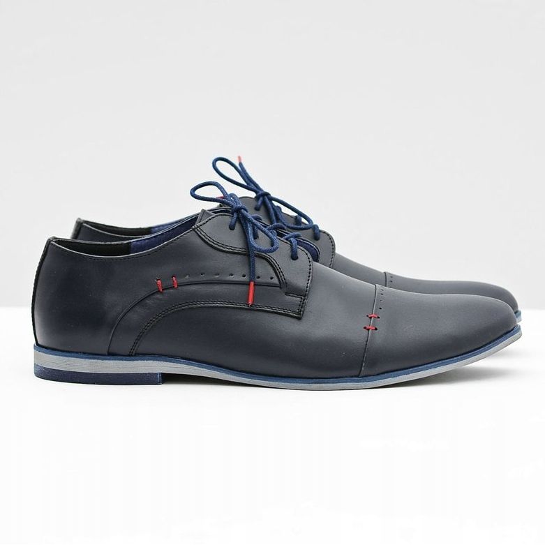 Gejms Elegantní pánské kožené boty Isacco Navy námořnická modř 2
