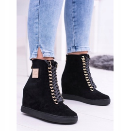 Dámské tenisky Lu Boo s řetízky semišové černé Moniky černá 2