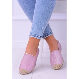 Lu Boo Glitter Dámské růžové espadrilky Slip On Miravet růžový 1
