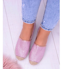 Lu Boo Glitter Dámské růžové espadrilky Slip On Miravet růžový 2