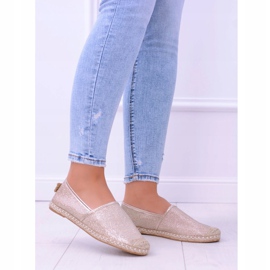 Lu Boo Zlaté třpytky Dámské espadrilky Slip On Miravet zlatý 2