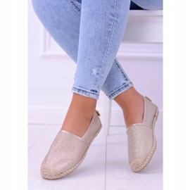 Lu Boo Zlaté třpytky Dámské espadrilky Slip On Miravet zlatý 1