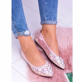 Lu Boo Růžové balerínky na elastických kamenech dokonce růžový 2 Lu Boo Růžové balerínky na elastických kamenech dokonce růžový 2