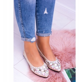 Lu Boo Zlaté balerínky na elastických kamenech dokonce zlatý 2 Lu Boo Zlaté balerínky na elastických kamenech dokonce zlatý 2