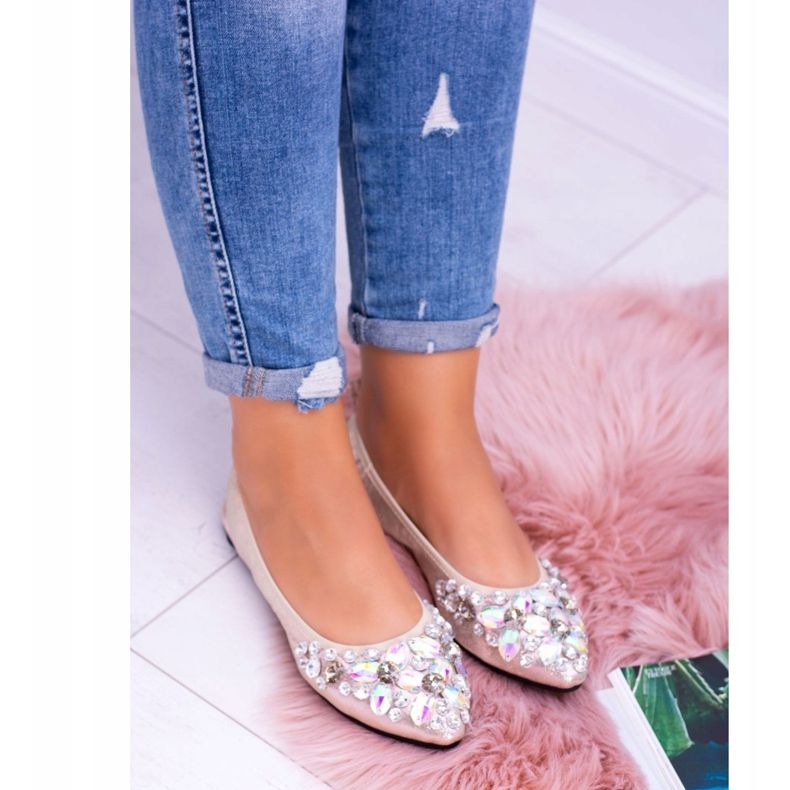 Lu Boo Zlaté balerínky na elastických kamenech dokonce zlatý 2 Lu Boo Zlaté balerínky na elastických kamenech dokonce zlatý 2