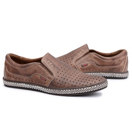 Joker Polské nazouvací pánské hnědé kožené boty Bruno hnědý 1