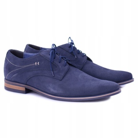Bednarek Polish Shoes Pánské brogues Bednarek Elegantní kožený semiš Navy Blue Eligio námořnická modř 1