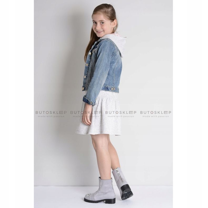 Lu Boo Šedé dětské kotníkové boty s kubickým zirkonem LittleCarrie šedá 1