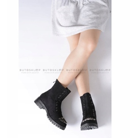 Lu Boo černé dětské kotníkové boty s kubickým zirkonovým semišem LittleCarrie černá 2