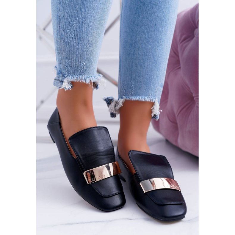 Dámské mokasíny Lu Boo černé zrno s talířem Harlem černá 1 Dámské mokasíny Lu Boo černé zrno s talířem Harlem černá 1