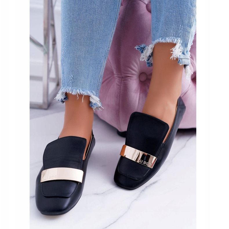 Dámské mokasíny Lu Boo černé zrno s talířem Harlem černá 2 Dámské mokasíny Lu Boo černé zrno s talířem Harlem černá 2