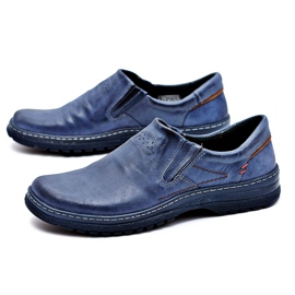 KOMODO Pánská tmavě modrá kožená obuv Brogues Skromná námořnická modř 1
