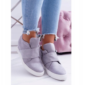 Dámské tenisky šedé Lu Boo flitry růžová Cukr šedá 2