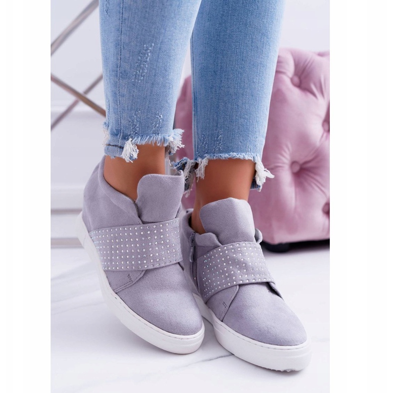 Dámské tenisky šedé Lu Boo flitry růžová Cukr šedá 2