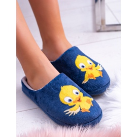 Dámské teplé teplé pantofle Dreex Pantofle s ptáčkem námořnická modř 2